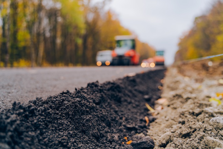 close-up of asphalt during road construction